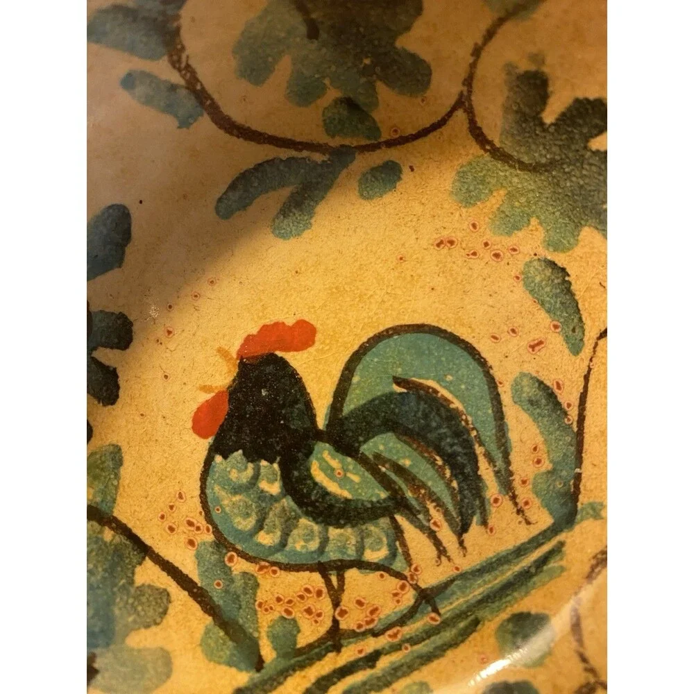 Williams-Sonoma Ceramic Bowl Hand Painted Italian Rooster Pattern Glossy 4.5”